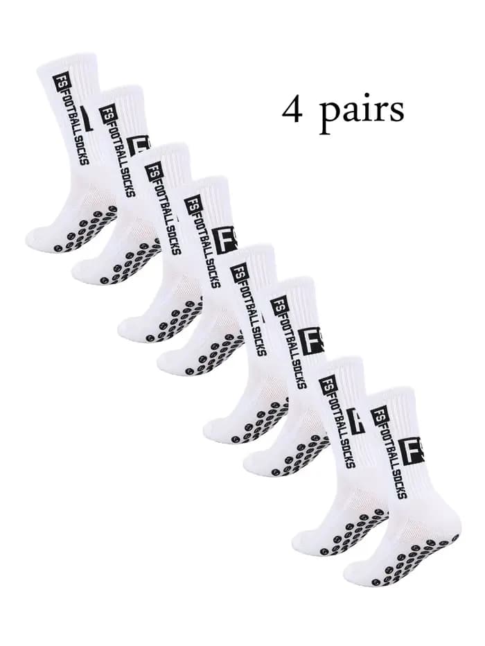 4 paires de chaussettes de football athlétiques pour hommes, chaussettes de sport antidérapantes, ch