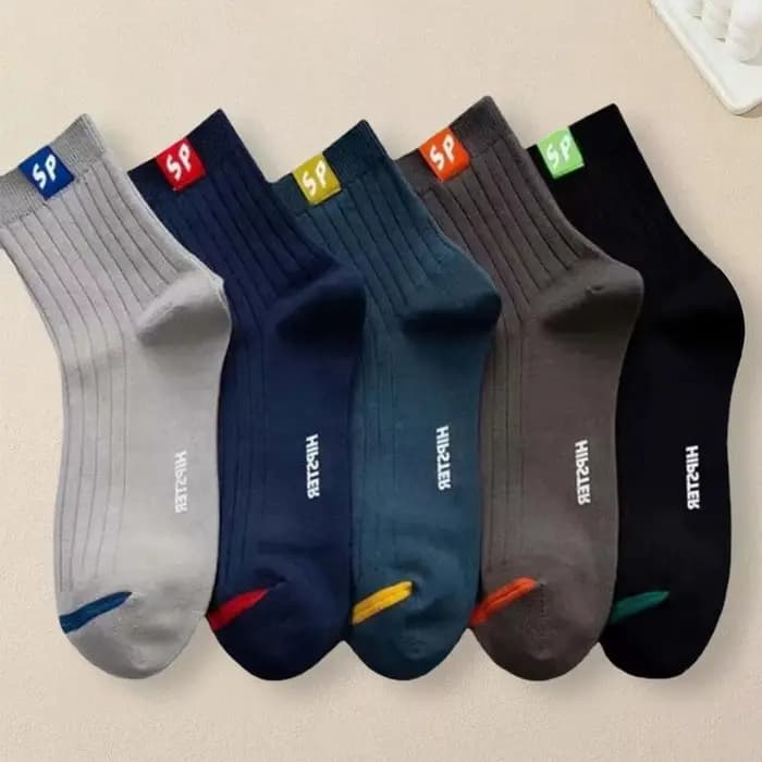 5 paires de chaussettes mi-longues pour hommes, polyvalentes, à la mode, avec lettres tendance, conf
