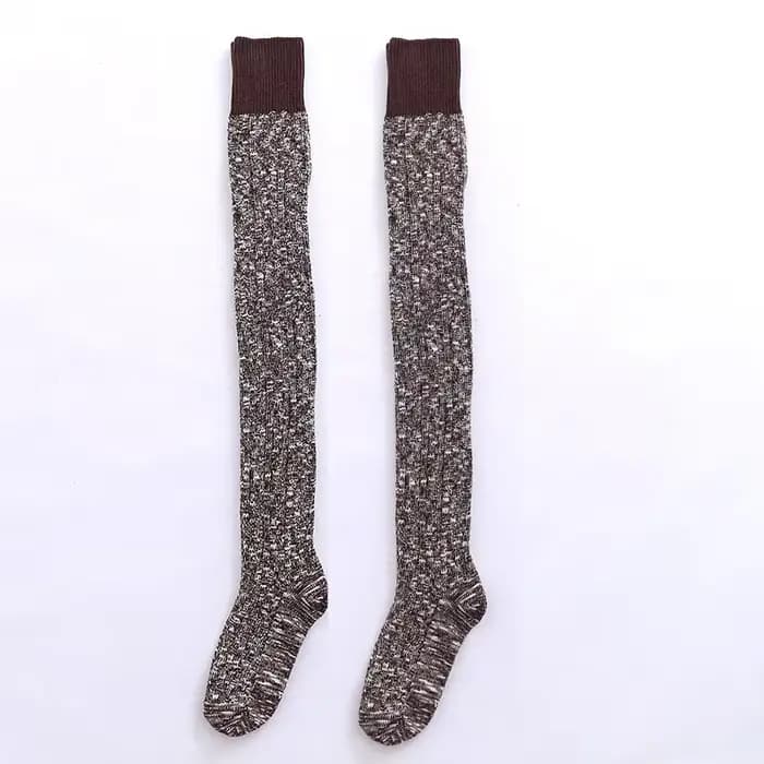 Bas chauds d'hiver pour femmes et filles, chaussettes noires longues cuisses hautes au-dessus du gen