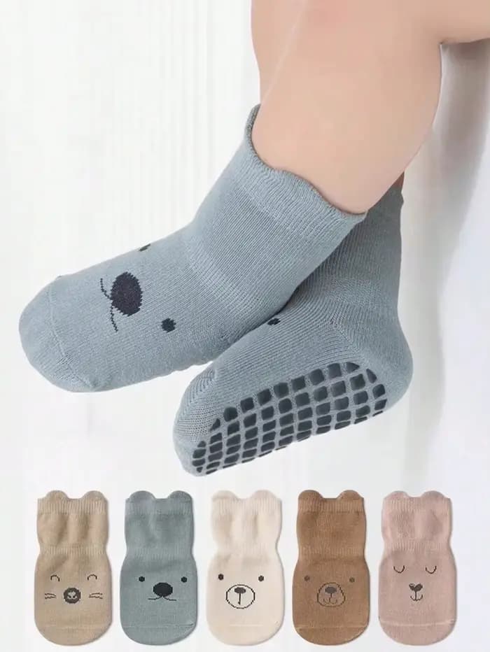 5 paires de chaussettes de sol pour bébé, toutes saisons, antidérapantes, pour enfants en bas âge, f