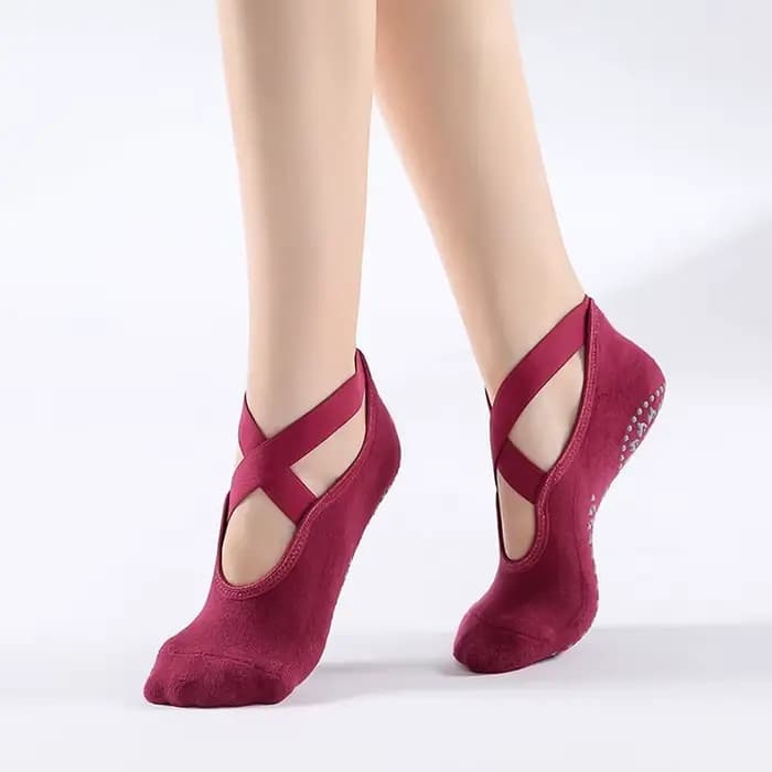 Chaussettes de Yoga antidérapantes avec pansement en coton, dos nu, Pilates, pour femmes, Fitness, B
