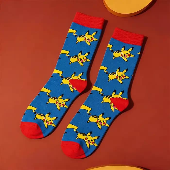 Chaussettes classiques de dessin animé Pokemon Pikachu, chaussettes de sport décontractées, chausset