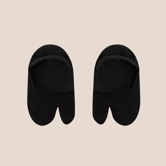 Chaussettes antidérapantes invisibles à deux orteils pour femmes, pour talons hauts, fines, couleur