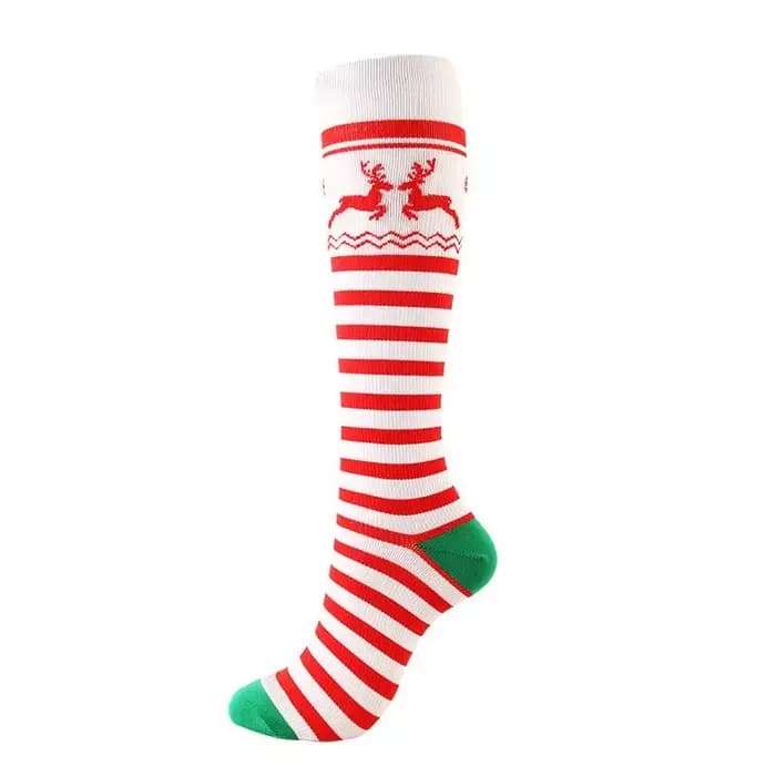 HYSAfeast-Chaussettes hautes de compression de Noël pour hommes et femmes, chaussettes de course en