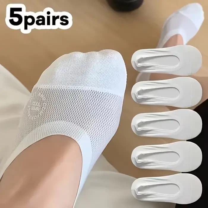 Lot de 6 paires de chaussettes bateau pour femme, invisibles, antidérapantes, en coton, coupe basse,