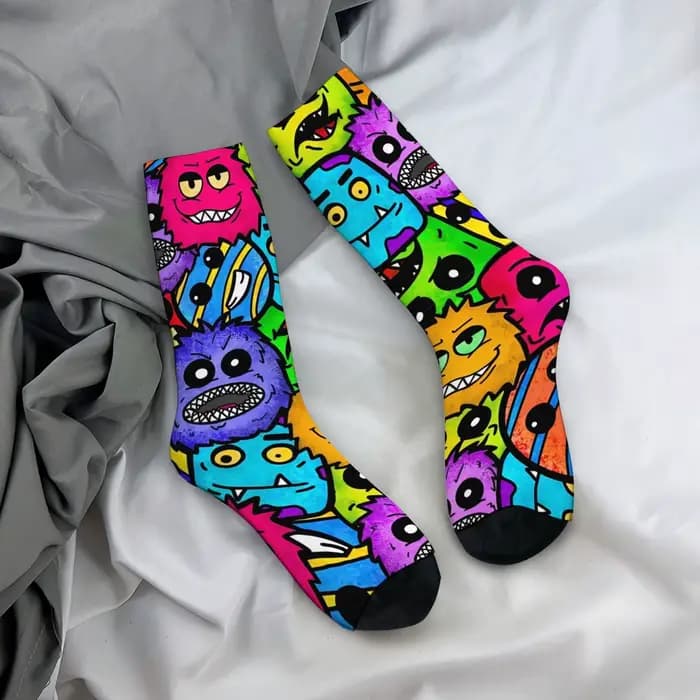 Chaussettes imprimées sur le thème des dessins animés pour hommes, confortables, antidérapantes, res