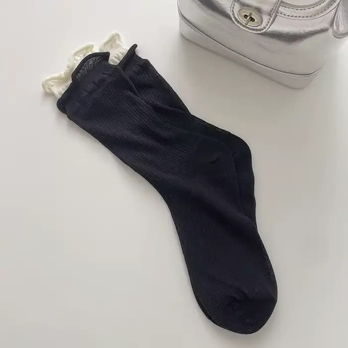 Chaussettes mi-mollet côtelées doubles assorties pour femmes et chaussettes assorties couleur bonbon