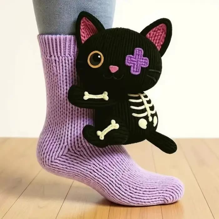 Chaussettes de sol en forme d'animal mignon tricoté en 3D, nouveauté amusante, chaussettes chaudes a