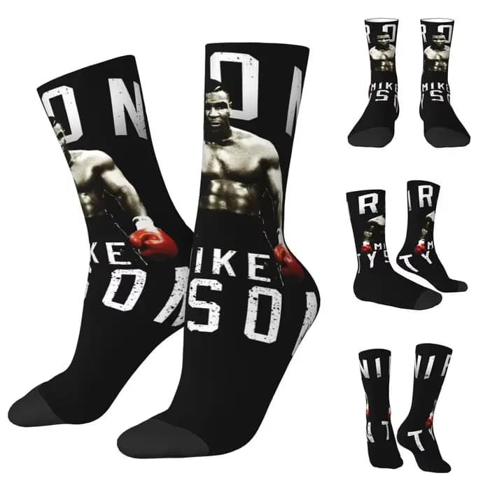 Chaussettes de boxe rétro Mike Tyson pour hommes et femmes, impression, loisirs applicables tout au