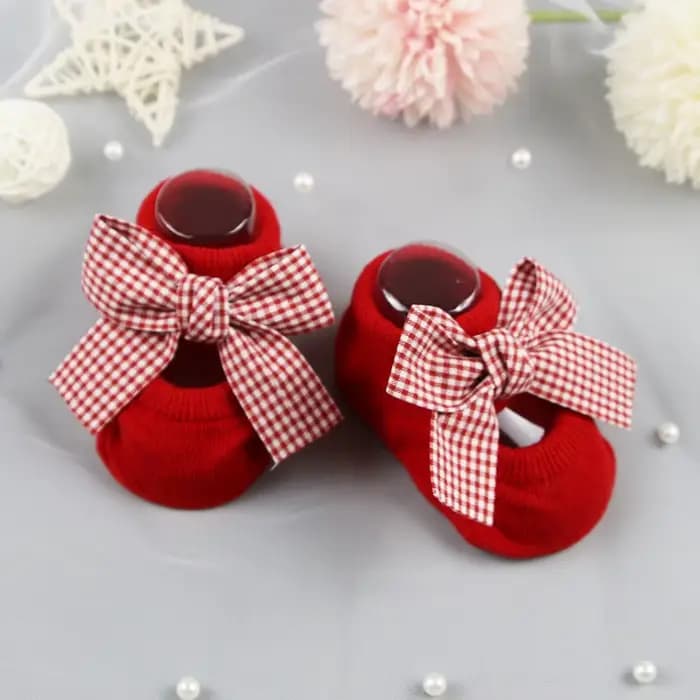 Chaussettes bébé nouveau-né mignon fille princesse chaussettes arc bateau chaussettes rouges enfant