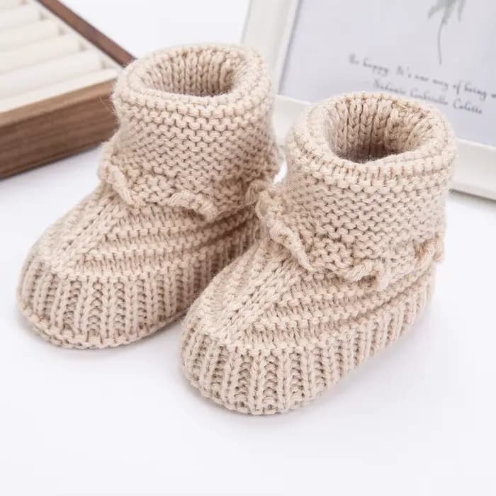2 pièces/paire bébé tricot chaussettes 0-12M solide Cochet marche chaussettes nouveau-né photographi