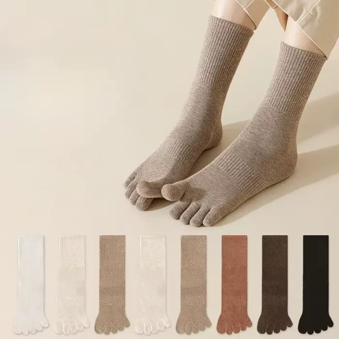 6 paires de chaussettes polyvalentes à cinq doigts pour femmes, chaussettes mi-longues simples et co