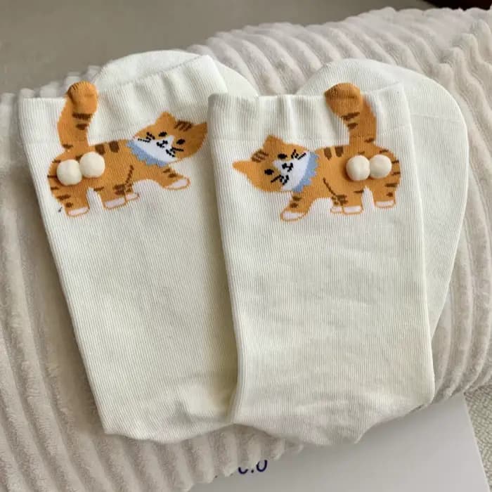 Chaussettes pour femmes nouveau dessin animé coréen drôle Kitty Kawaii Verstaile mignon mi Tube chau