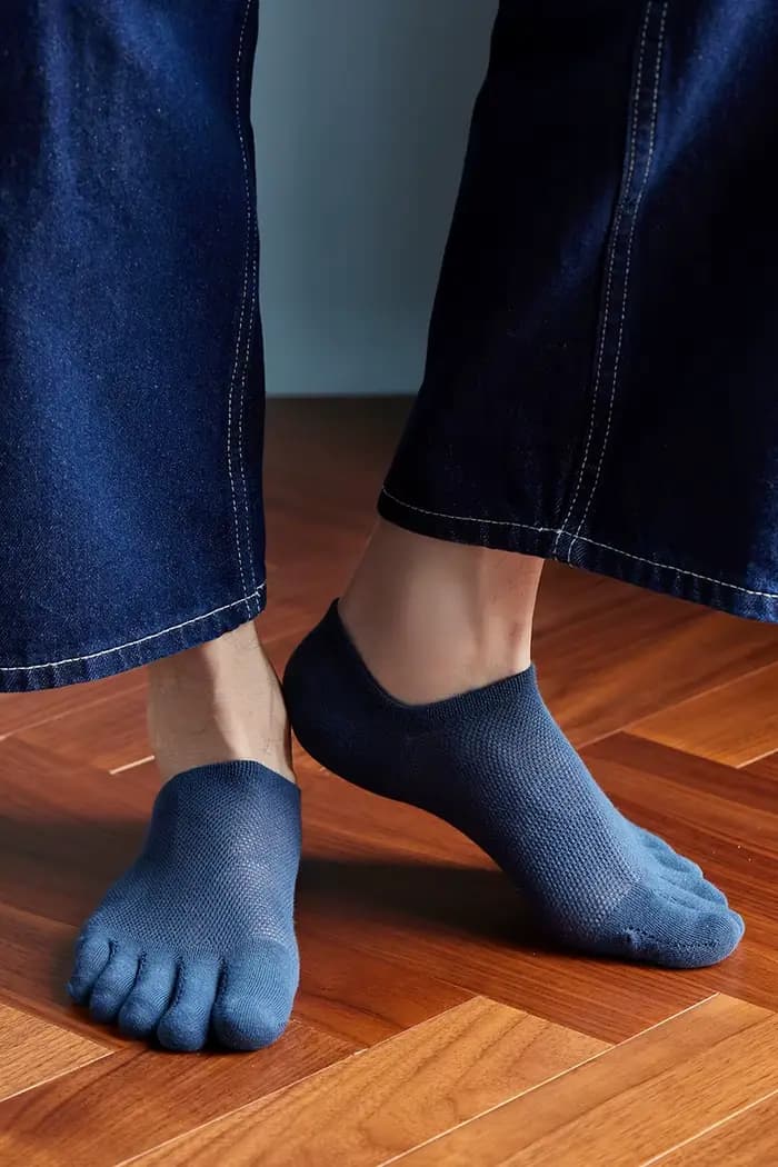 Chaussettes d'été fines et invisibles à 2 orteils pour hommes, antidérapantes, en Silicone, coupe ba