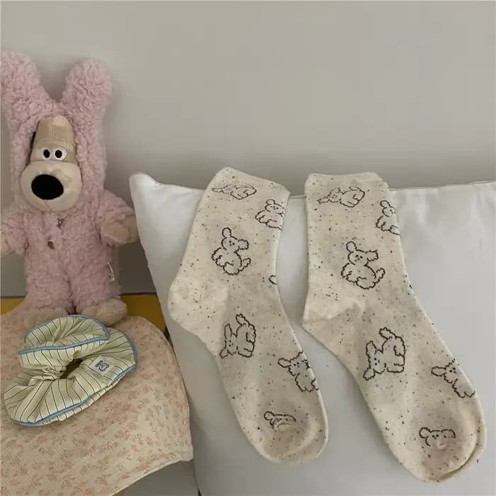 Women's Socks Spring Summer Cloud Dog Cute Middle Tube Socks Versatile Trendy Socks Comfortable Soft