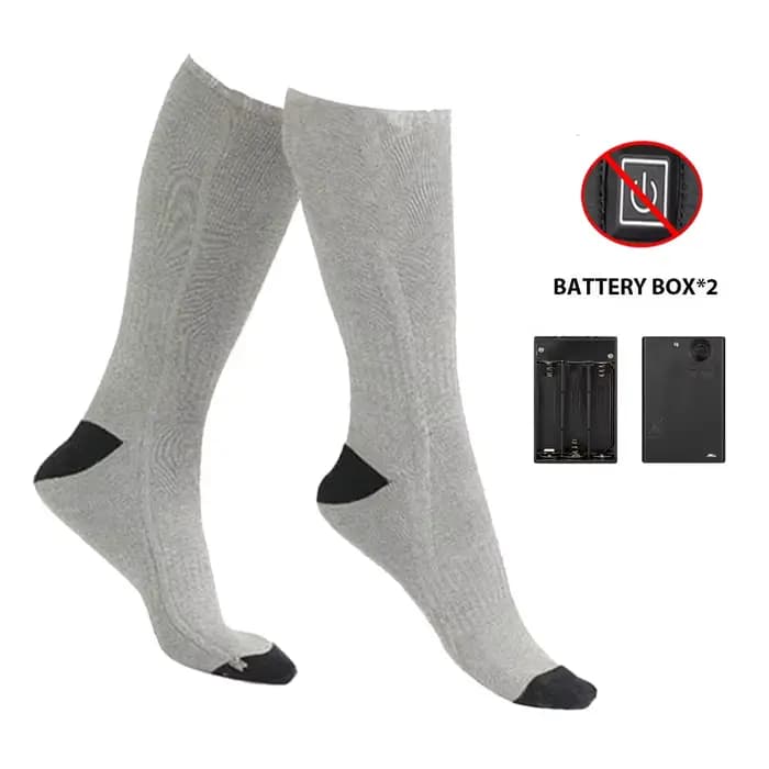 Chaussettes chauffantes d'hiver avec boîte à piles, chaussettes thermiques pour femmes et hommes, ch