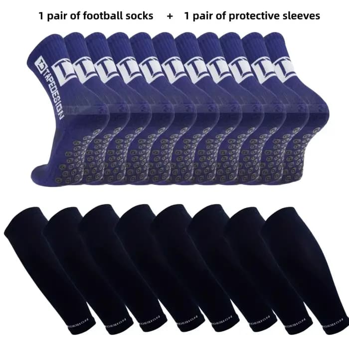 1 paire de chaussettes de football + 1 paire de manchons de protection chaussettes de football pour