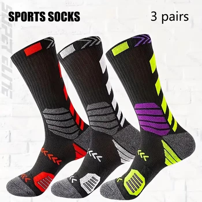 3 paires de chaussettes de Sport, de course, d'athlétisme, en maille respirante, à Compression épais