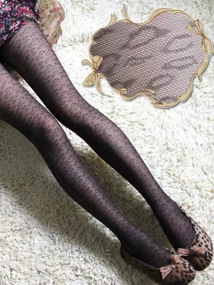 1 paire de collants noirs pour femmes, collants sexy transparents à imprimé léopard, bas à la mode
