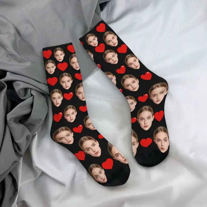Chaussettes personnalisées avec photo du visage LOVE, cadeau personnalisé pour homme, cadeau de la S