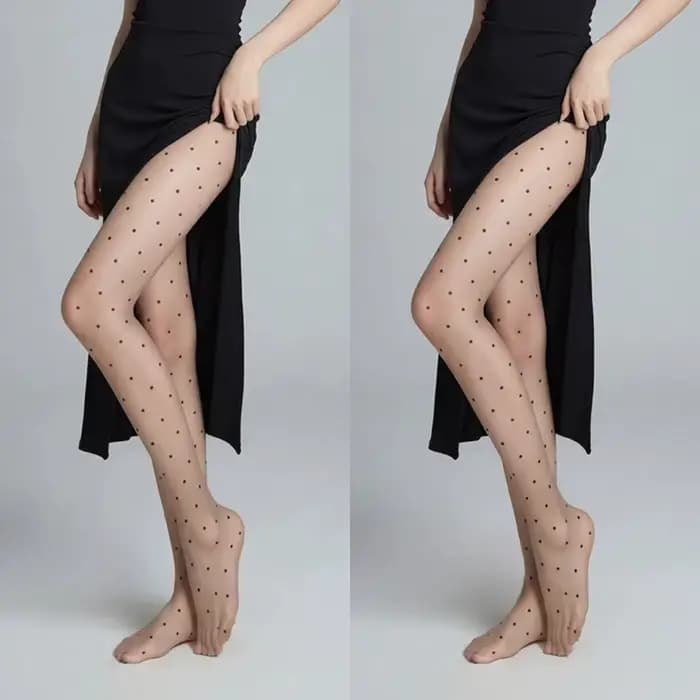 2 paires de collants noirs à pois pour femmes, ultra fins, résistants à l'usure, transparents, impri
