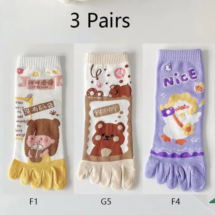 3 paires de chaussettes à cinq doigts pour femmes, chaussettes mi-tube en coton, chaussettes de spor