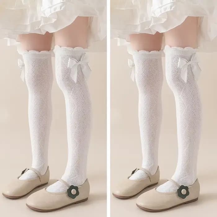 2 paires de chaussettes hautes pour filles, printemps et été, pour bébés, enfants en bas âge, longue