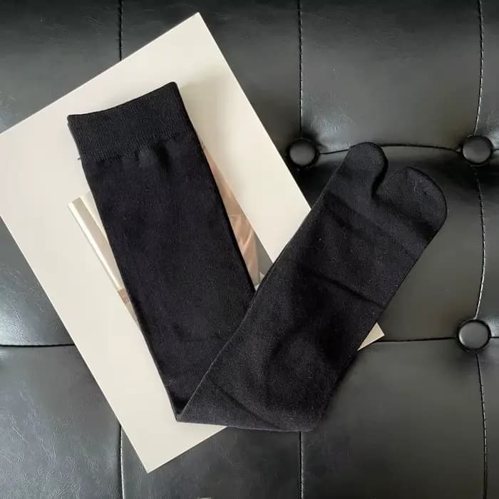 Chaussettes longues en coton à bout fendu pour femmes, couleur unie, classiques, confortables, Haraj