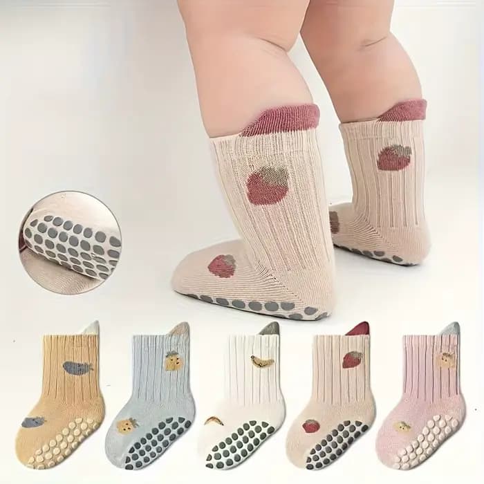 5 paires de chaussettes pour bébés et tout-petits, pour apprendre à marcher, semelle antidérapante d