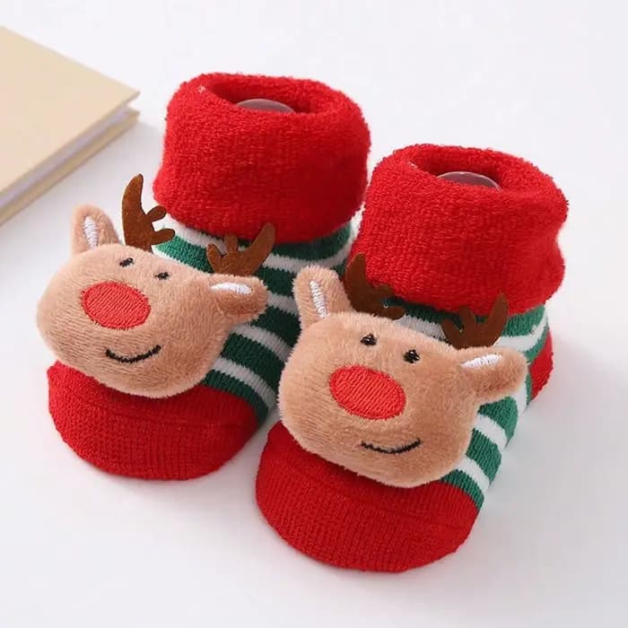 Mignon père noël poupée tricoté bébé chaussettes nouveau-né enfant en bas âge doux bonhomme de neige
