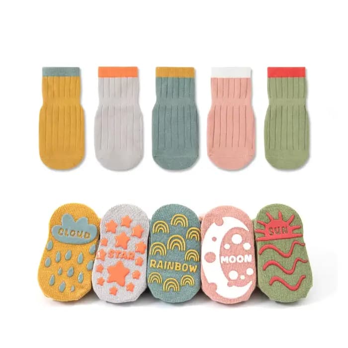 5 paires de chaussettes de sol en tricot mignonnes et décontractées, chaussettes en coton doux et co