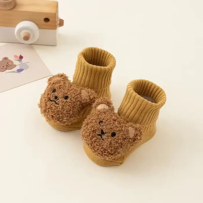 Mignon dessin animé ours bébé chaussettes pour garçon fille hiver doux coton anti-dérapant semelle n