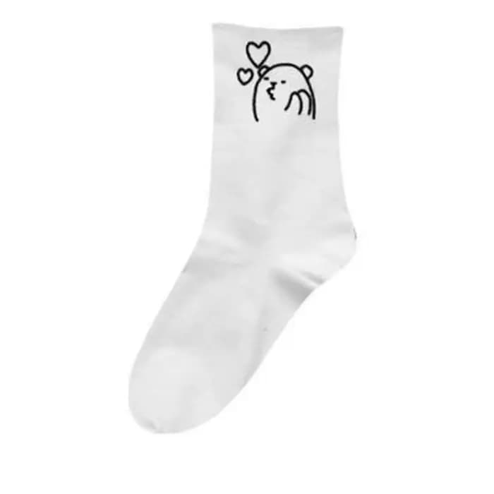 Mode coréenne femmes chaussettes drôle blanc et noir dessin animé ours chaussettes Kawaii mignon cou