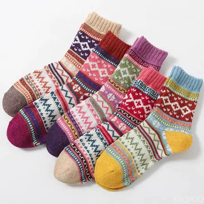 Femmes chaussettes automne hiver à la mode rétro ethnique chaussettes épaissi chaud doux confortable