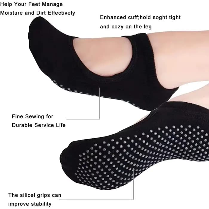 Chaussettes de Yoga antidérapantes, dos nu, en coton, pour femmes, Sport, Pilates, pantoufles de dan