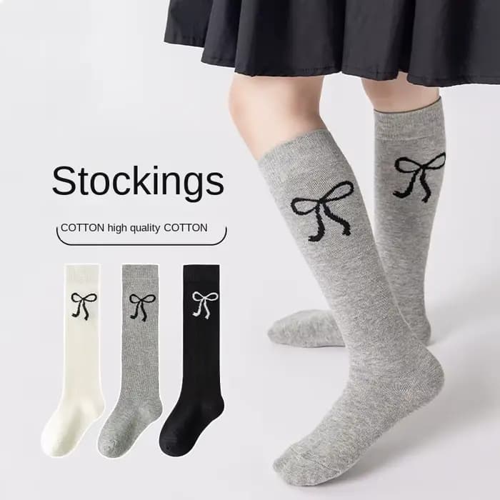 3 paires de chaussettes d'école mi-mollet pour adolescentes, avec nœud, Style coréen, chaussettes ha