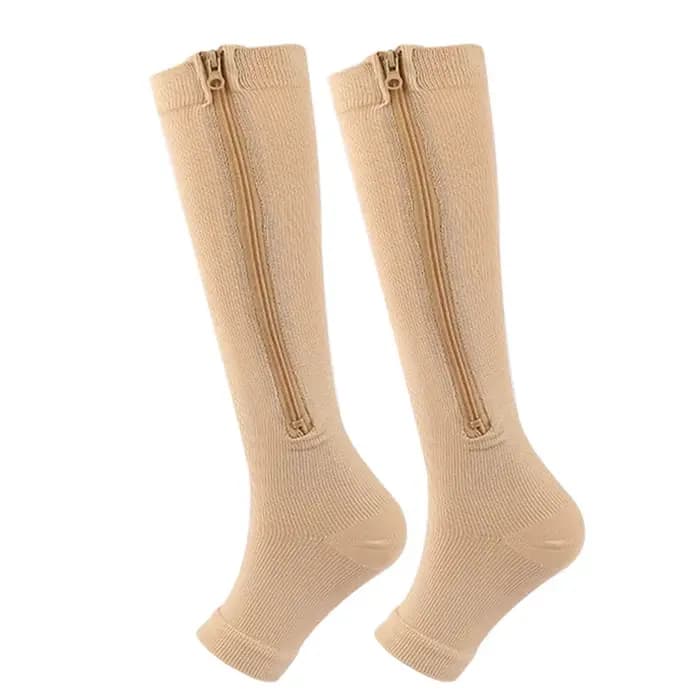 Chaussettes de compression à fermeture éclair pour le soutien des varices, course à pied en plein ai