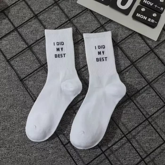 Chaussettes de sport simples pour hommes et femmes, lettres de rue européennes et américaines blanch