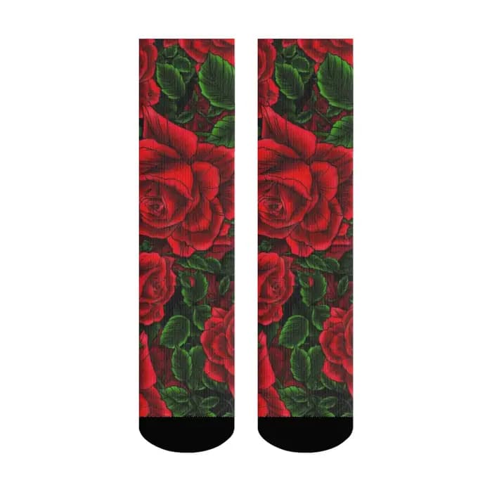 Chaussettes rétro romantiques à motif de roses pour hommes, confortables, respirantes, décontractées