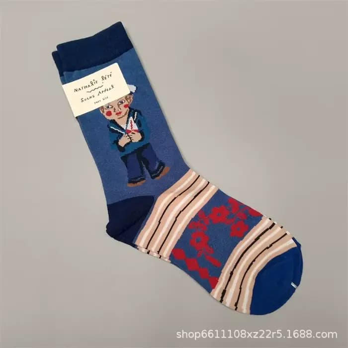 Chaussettes mi-mollet pour femmes, motif dessin animé, respirantes, anti-humidité, en coton, design