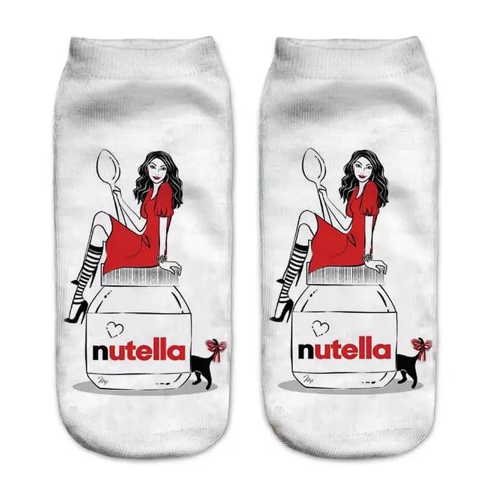 Nouvelles chaussettes amusantes imprimées en 3D, motif mignon « Nutella », chaussettes unisexes, ten