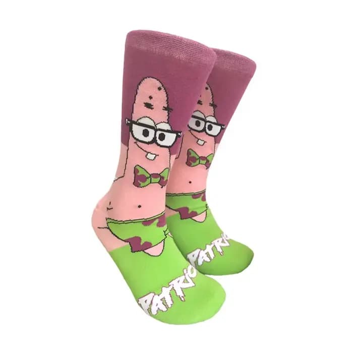 Chaussettes mi-mollet en coton pour homme et femme, motif dessin animé Bob l'éponge, chaussettes de