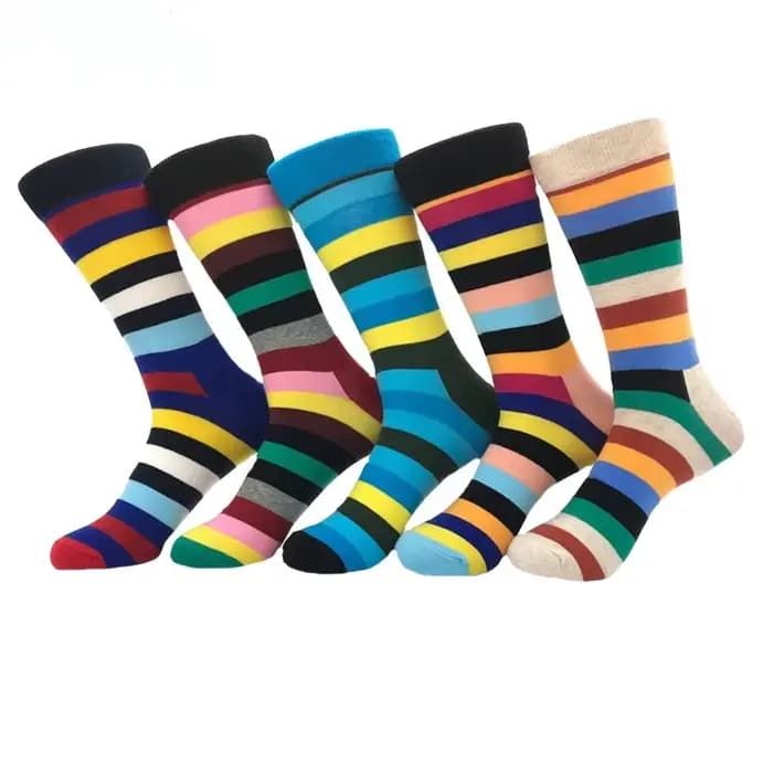 5 paires/pack drôle heureux chaussettes coloré rayure Design de mode Harajuku Hip Hop hommes femmes