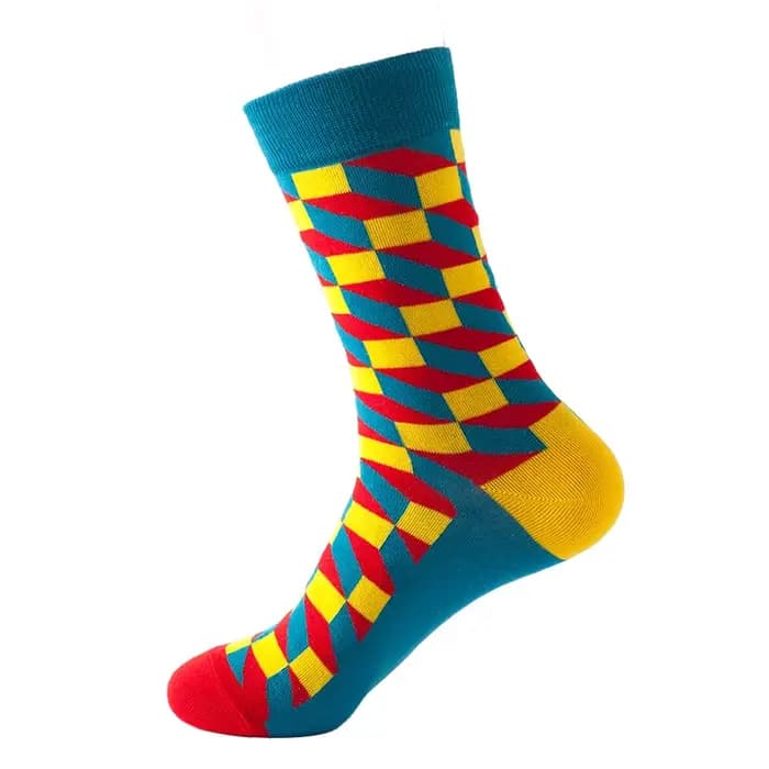 1 paire de chaussettes amusantes mode Hip Hop hommes femmes chaussette heureux carreaux colorés diam