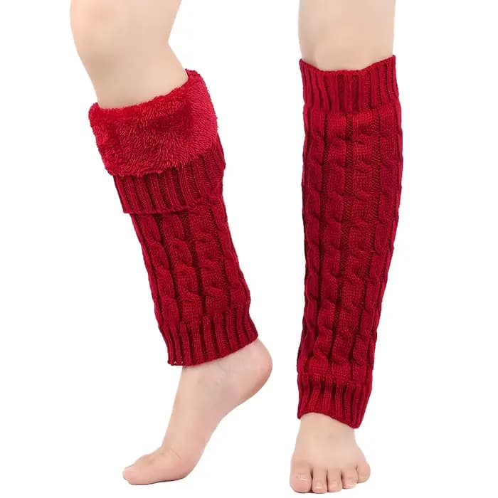Collants thermiques jusqu'aux genoux pour femmes, chauffe-hiver doublés en polaire avec semelle anti