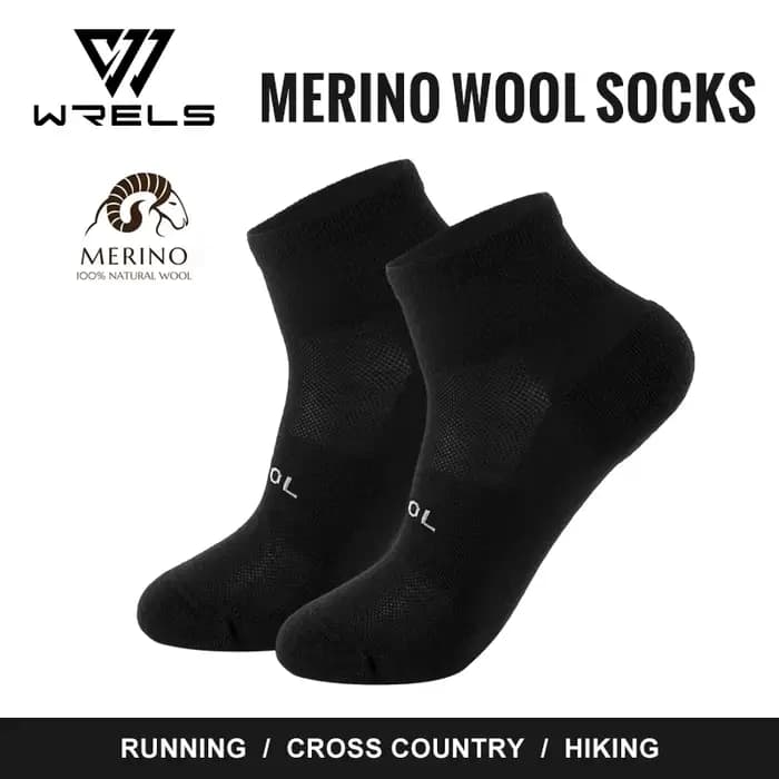 WRELS-Chaussettes de compression en laine mérinos pour hommes, chaussettes en coton de rinçage noir,