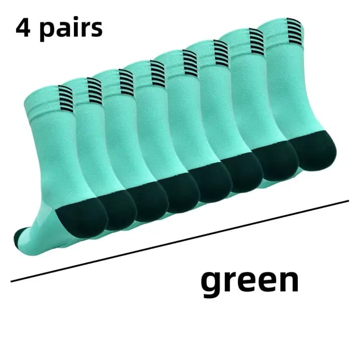 4 paires de chaussettes de cyclisme pour hommes et femmes, séchage rapide, cylindre moyen, sport, Fi