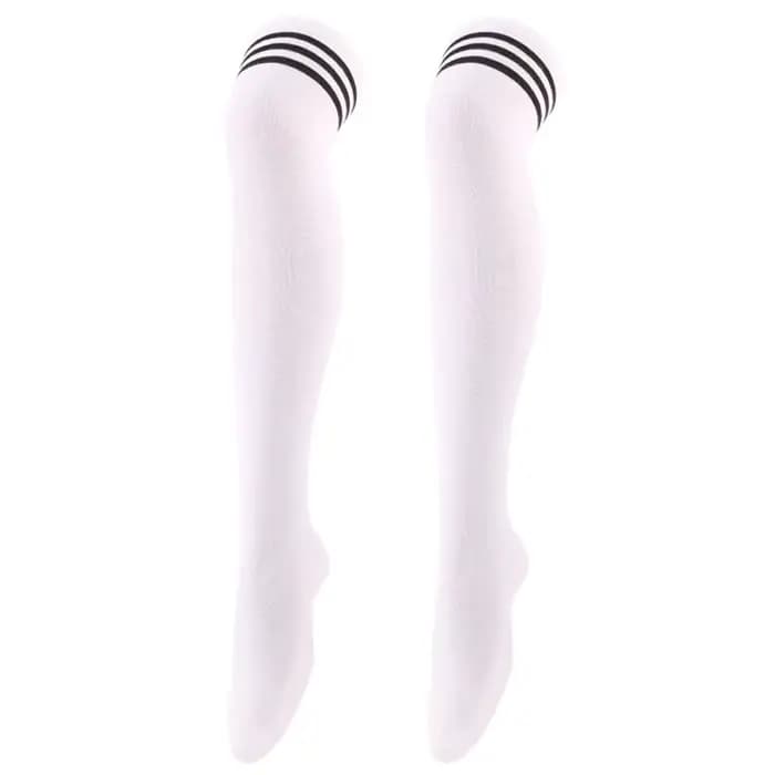 Chaussettes longues rayées noires/blanches pour femmes, chaussettes hautes au-dessus du genou, bas c