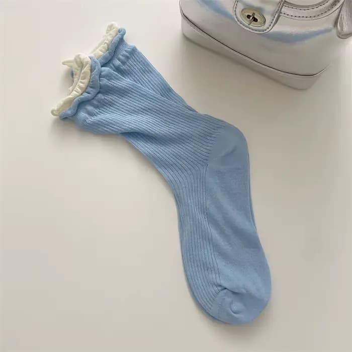 1 Paire de Chaussettes Coréennes Tendance Assorties pour Femme, Chaussettes Mi-Mollet Doublement Côt