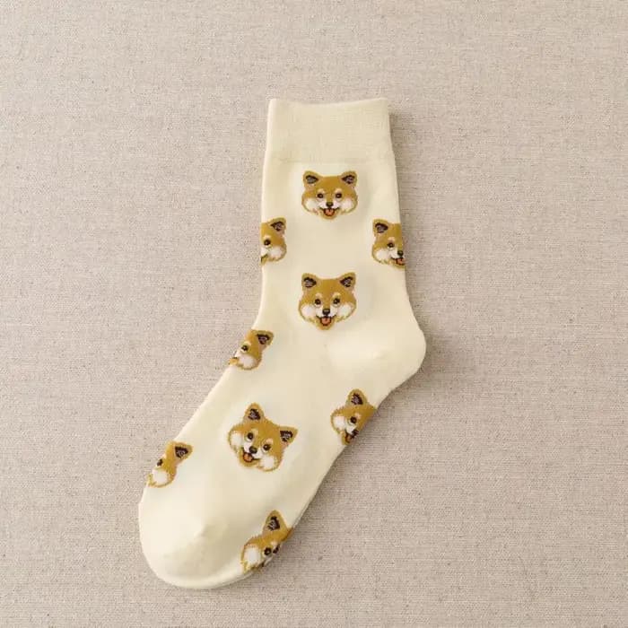 Mignon dessin animé chien moyen Tube chaussette femmes Ins créatif femme Sokken imprimé avec Shiba I